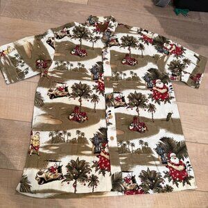 CLEARWATER OUTFITTERS MENS SANTA GOLF SHIRT SHORT SLEEVE BUTTON UP MEDIUM